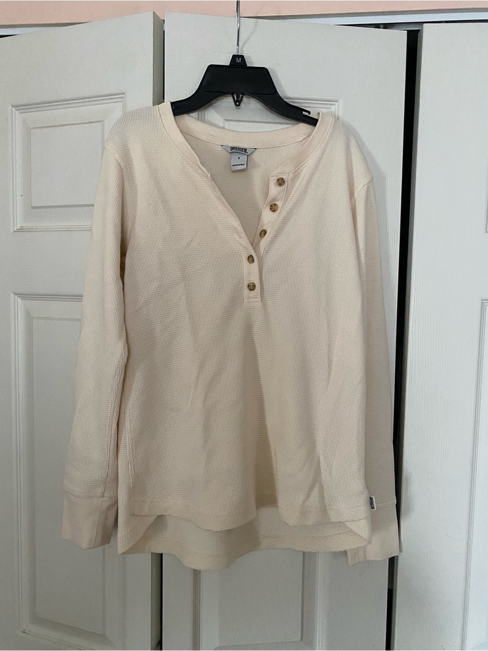 Duluth Trading Co Cream Waffle-Knit Scoop Neck shirt